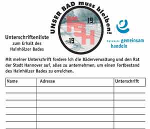 Unterschriftenliste zum BAD